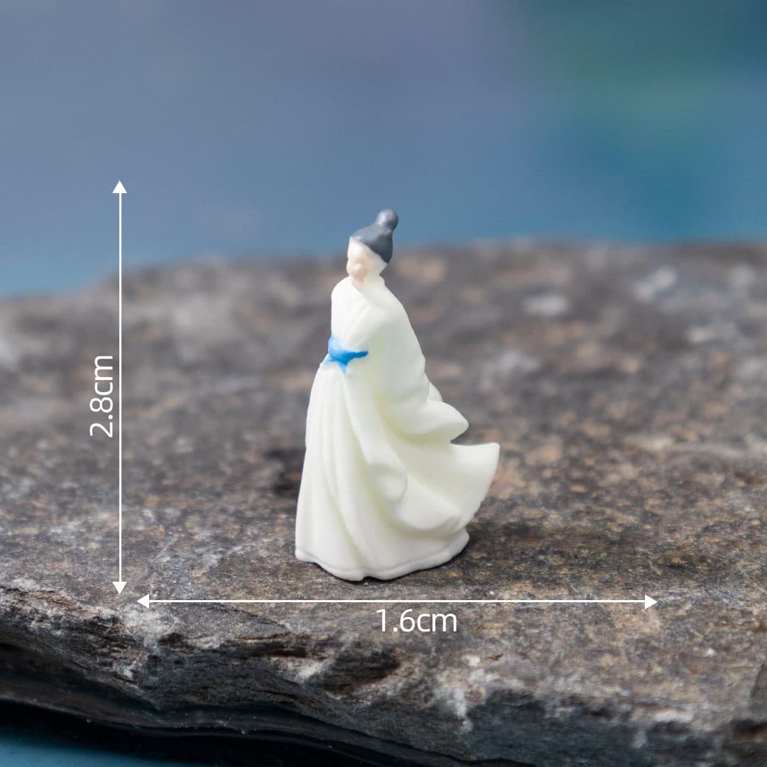 Miniature Floating Boat Ancient Chinese Male and Female Figures Zhuge Liang Doll Fish Tank Rockery Decoration Ornament