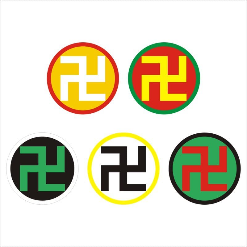 Swastika three yuan two yuan Tai Chi PVC self-adhesive label sticker waterproof and moisture-proof sticker red yellow green black Tai Chi C