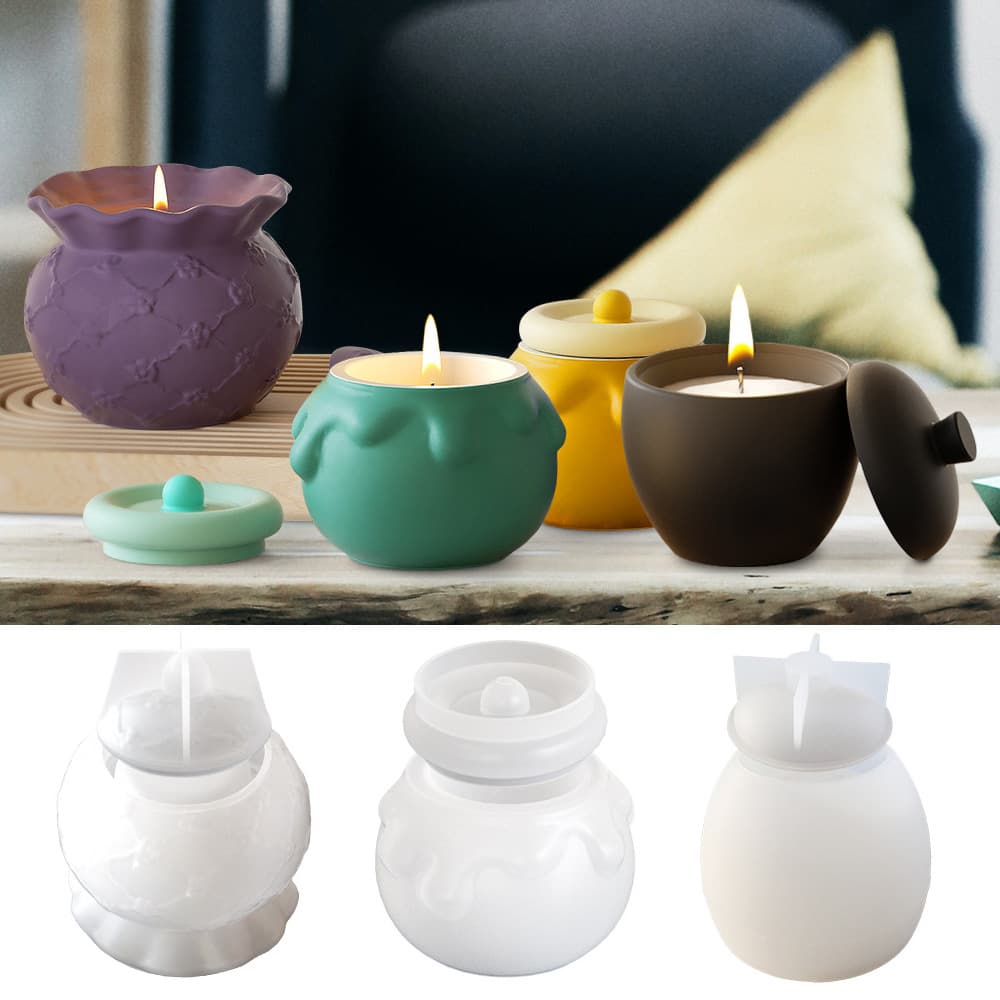 Zongbo DIY glue resin plaster embossed pattern cup honey jar candle cup apple storage box silicone mold