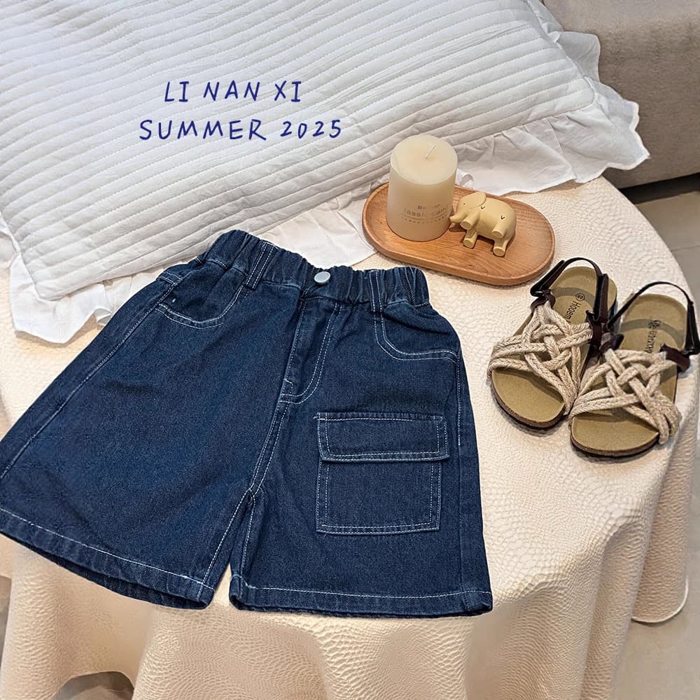 G240131 Children's Shorts 25 Summer New Girls' Denim Shorts Retro Utility Bermuda Shorts 3-8 Years Baby