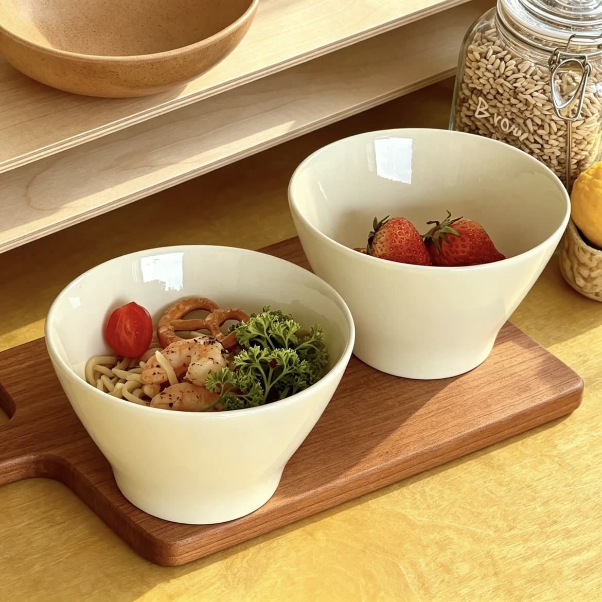 Cream-style ceramic bamboo hat bowl, underglaze color, thickened beige salad ramen bowl, fruit bowl, soup bowl, ceramic rice bowl
