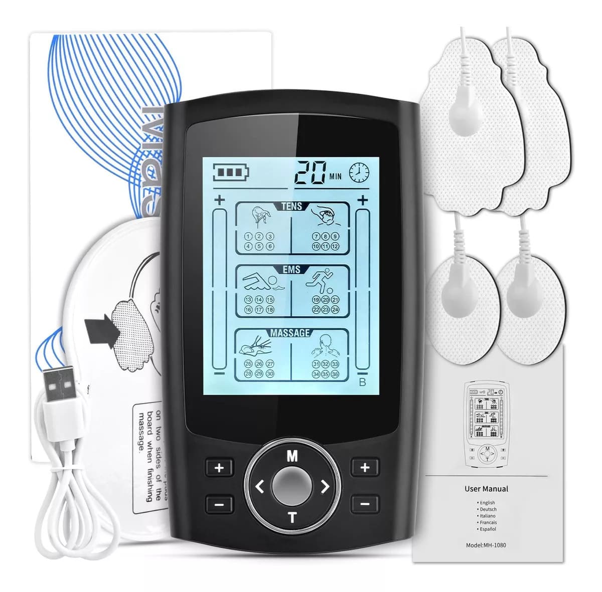 Amazon 36/24 Mode Rechargeable Pulse Therapy Massager TENS EMS Muscle Stimulator Physiotherapy Device
