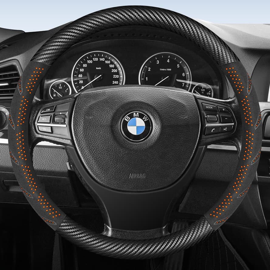Factory direct sales car steering wheel cover suede leather handlebar cover ultra-thin anti-slip car handlebar cover genuine leather hollow D type