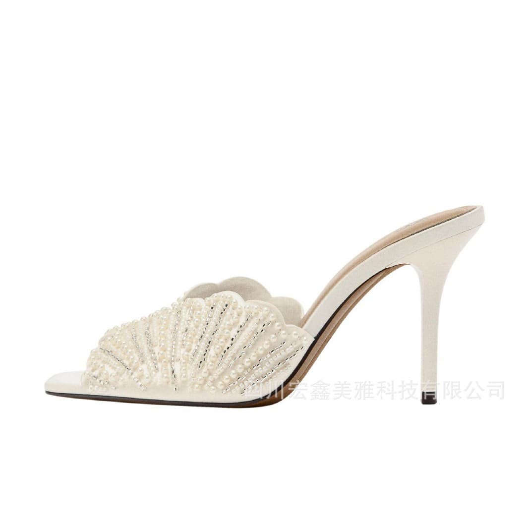 2026 foreign trade spring rhinestone bow open toe stiletto sandals for women, fashionable and versatile sexy Roman style sandals
