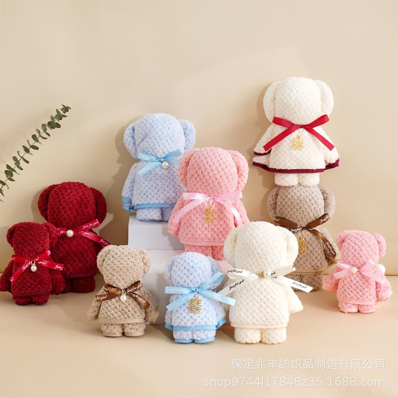 Coral Fleece Bear Towel Cake Souvenir Gift Box Wedding Candy Store Events Opening Gifts Wholesale Advertising