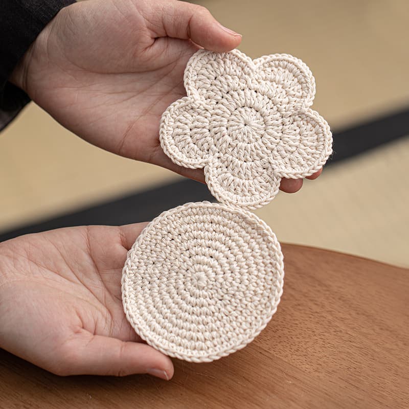 Sashiko Pot Coaster Cup Pad Cotton Thread Handwoven Absorbent Heat Insulation Mat Tea Ceremony Placement Mat Tea Set Single Item Accessory