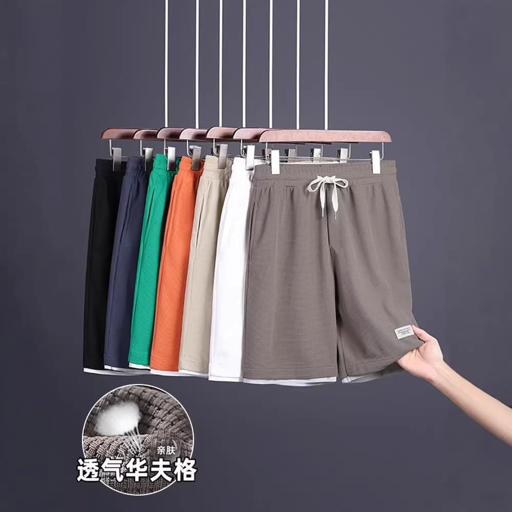 Waffle Texture Shorts for Men Summer Thin 2026 New Loose Casual Sports Trendy Quick-Dry Beach Five-Point Shorts