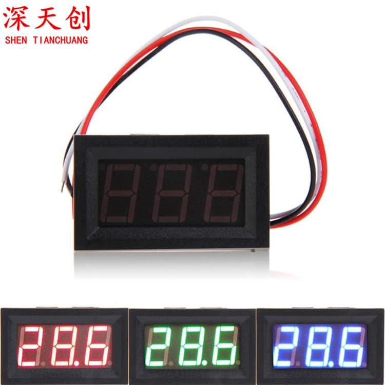 0.56 Inch DC Voltmeter Three-Wire 0-100V Digital Display Voltage Meter Battery Electric Vehicle Voltmeter