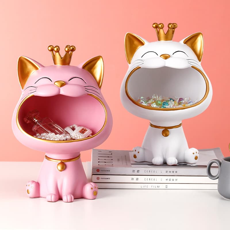 Modern Minimalist Creative Big Mouth Cat Resin Craft Ornament for Showroom, Living Room, Kids Room, Desktop Decoration
