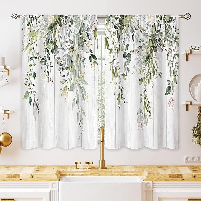 Amazon New Kitchen Decorative Curtains Watercolor Floral Print Spring Curtains Kitchen Restaurant Decorative Window Valance