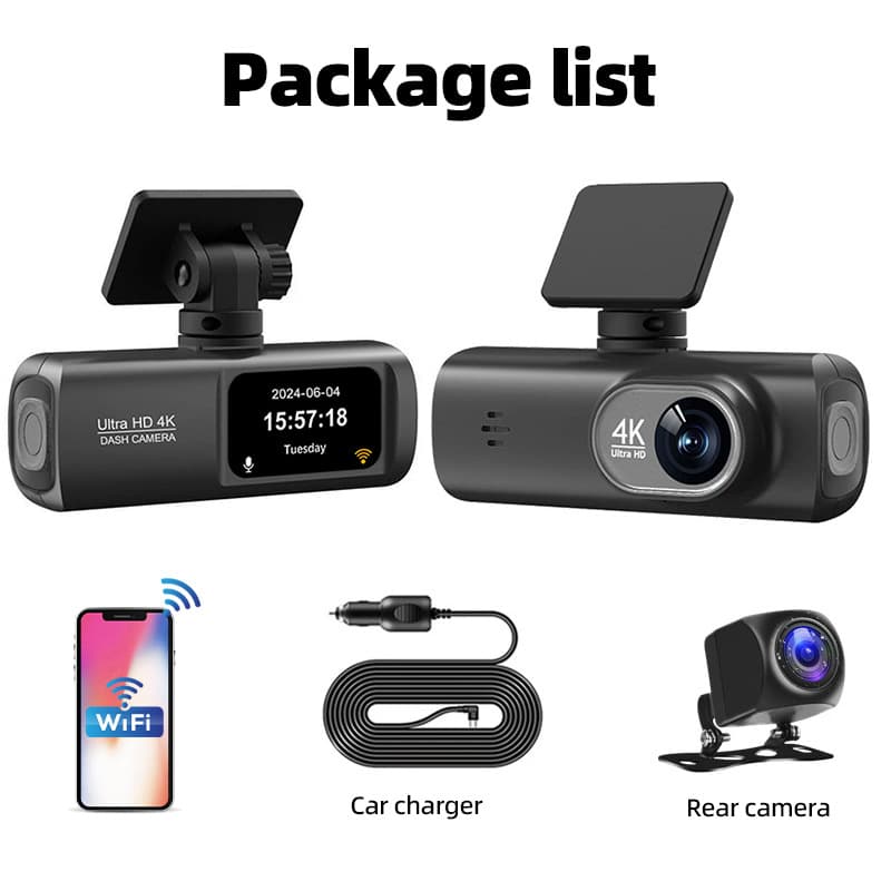 Cross-border 4K Dashcam High-Definition Night Vision Front and Rear Dual Recording Phone Connectivity Reverse Imaging Car Recorder