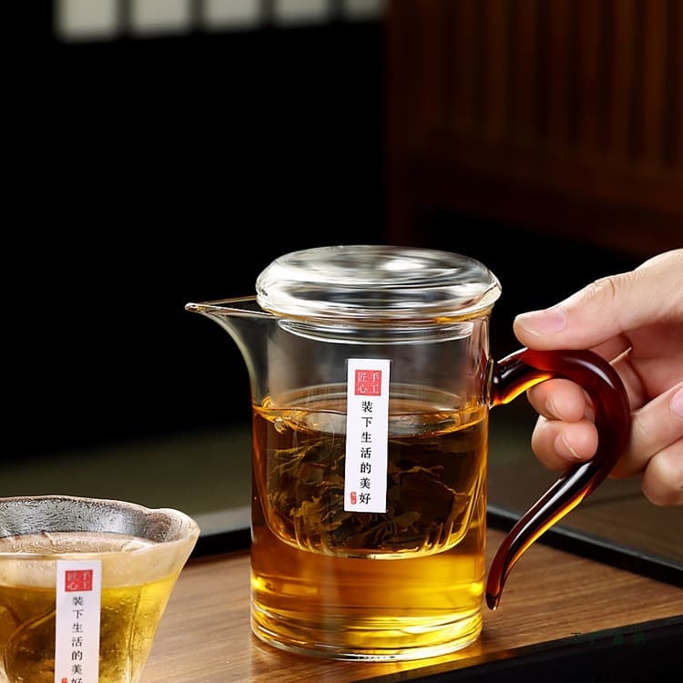 All-Glass Tea Infuser and Brewer, Thickened for Green and Black Tea, Minimalist Japanese-style Tea Cup with Separation Feature