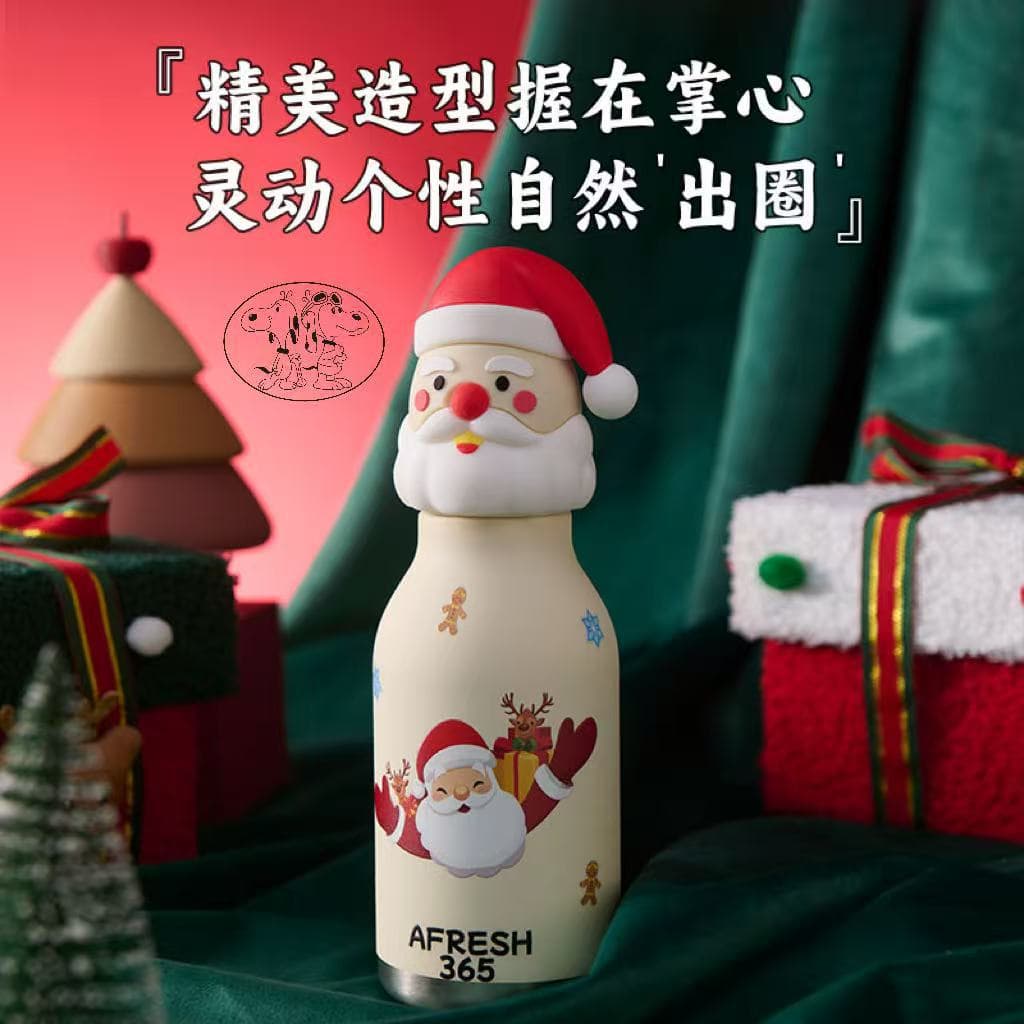 Christmas Cartoon Reindeer 316 Stainless Steel Insulated Water Bottle Double-Layer Vacuum with Straw Portable Sports Water Bottle Cross-Border