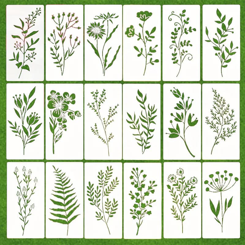 Wild Flower Painting Template Reusable Spray Painting Plants Pet Graffiti Washable Pet White Color Non-Imported IP Authorized