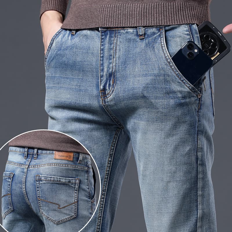 Business Casual Men's Jeans Elastic Straight Leg Autumn Winter Fashion High-End Sensation New Arrival 2025 Style from China