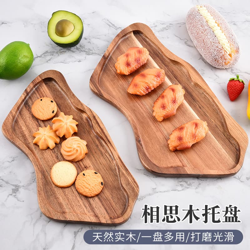 Acacia wood tray solid wood irregular tray catering melon seed tray coffee tray snack snack tray manufacturer ready stock
