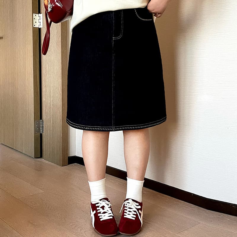 Plus size women's casual skirt high waist belly-covering versatile short skirt 2026 spring fat mm retro a-line skirt NQ1388