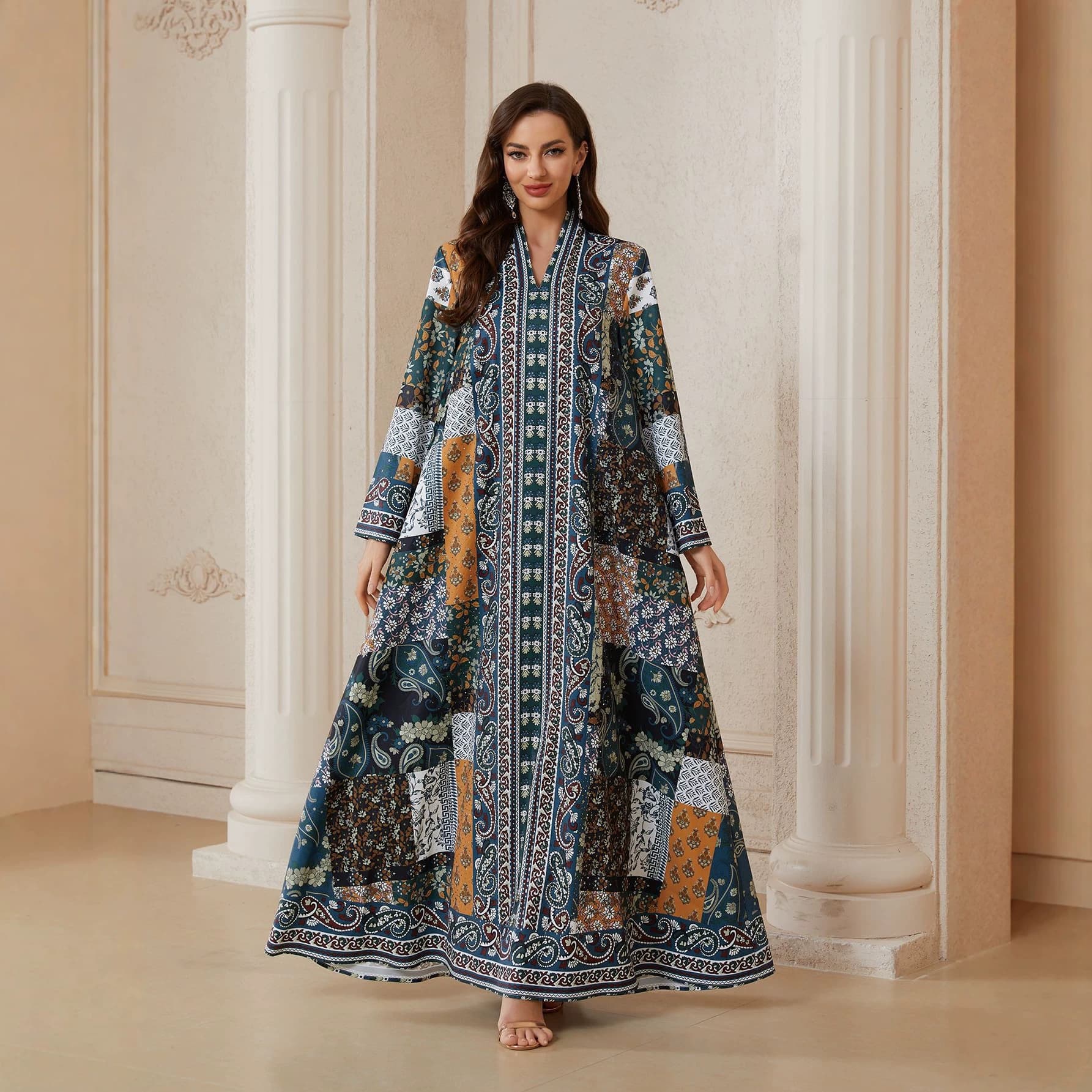 BX33 Factory direct selling dress cross-border hot selling dress printed hot diamond fashion casual jalabiya