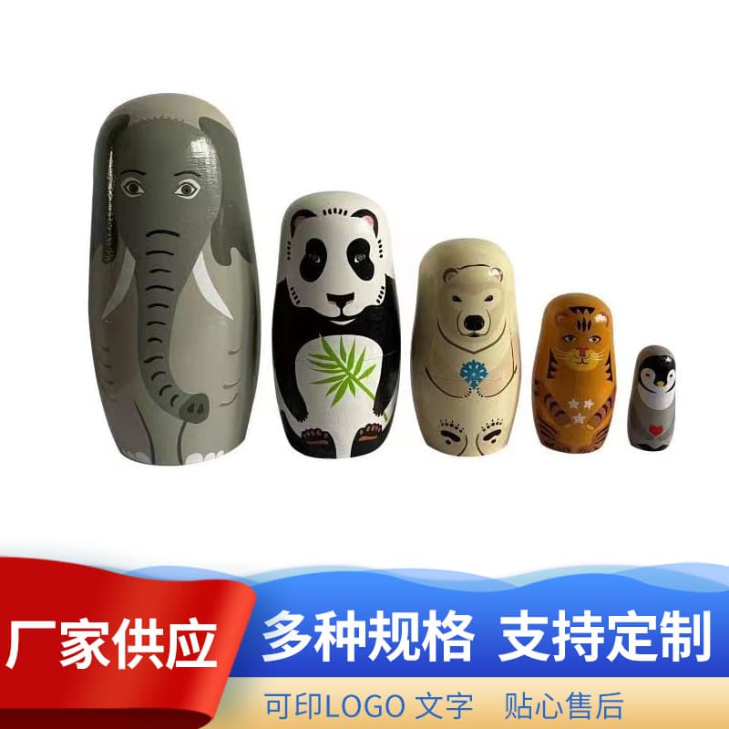 Wholesale Russian matryoshka five-layer elephant matryoshka doll handmade crafts home furnishings painted handmade cartoon matryoshka doll