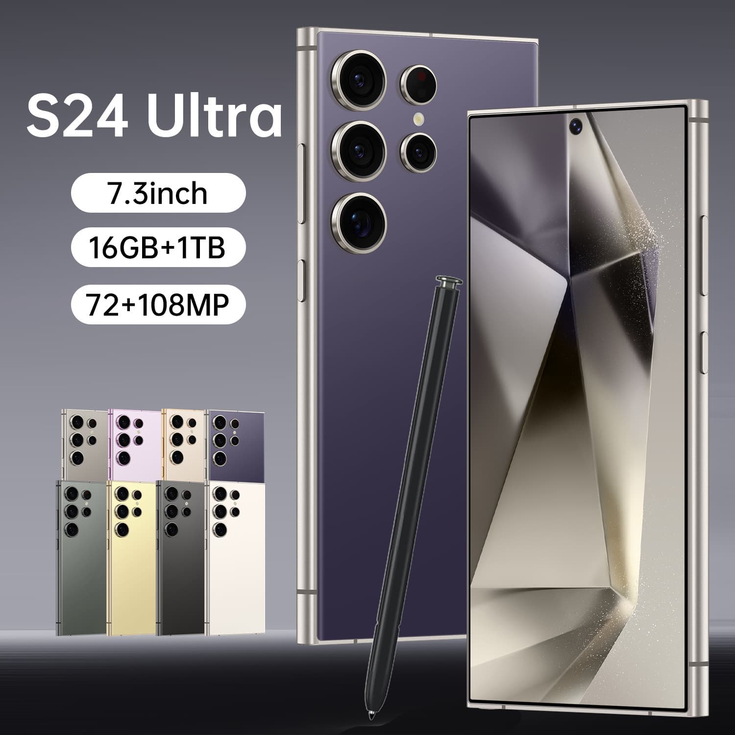 TK Hot Selling S24 Ultra True 4G 6+64GB Cross-Border Phone Global Version Flat Screen 7.3-Inch Smartphone