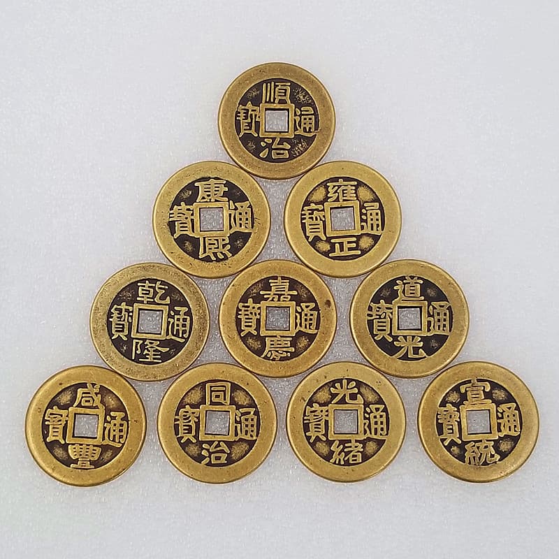 Antique thickened Ten Emperors copper coins Five Emperors copper coins diameter 28 mm thick 2.3 mm wire string copper coins