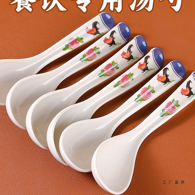 Melamine Rooster Spoon, Special Plastic Soup Ladle for Rice Noodle Shops, Unbreakable Long Handle Catering Spoon