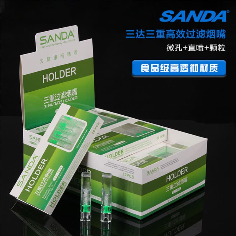 Genuine Sanda SD-156A Disposable Triple High-Efficiency Filter Cigarette Holder 120-Pack Throwaway Cigarette Holder Smoking Accessory