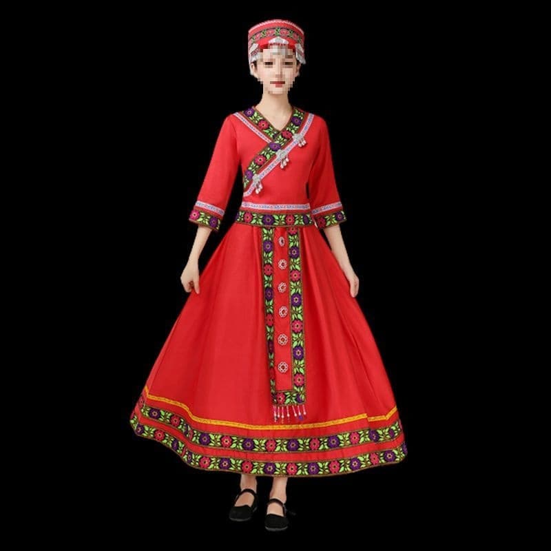 New Guangxi Zhuang ethnic costume for women celebrating the Third Day of the Third Lunar Month, Miao ethnic minority dance performance costume.