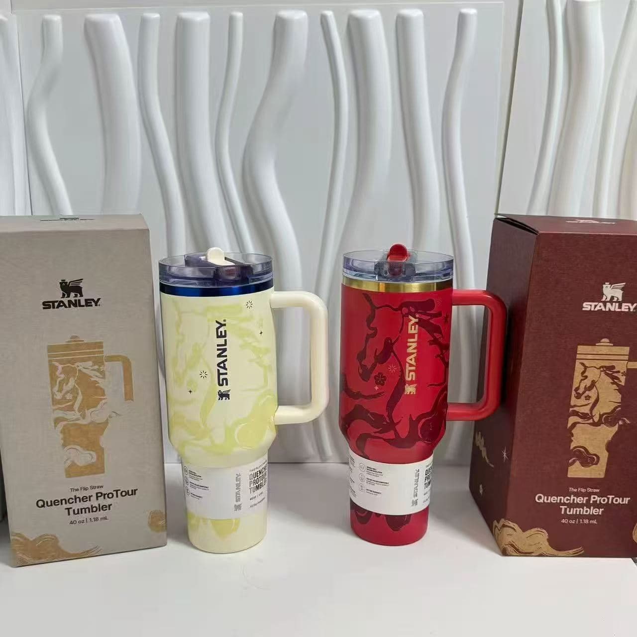 Stanley 40oz Year of the Horse limited edition thermos cup large capacity car straw cup 304 stainless steel portable ice tyrant