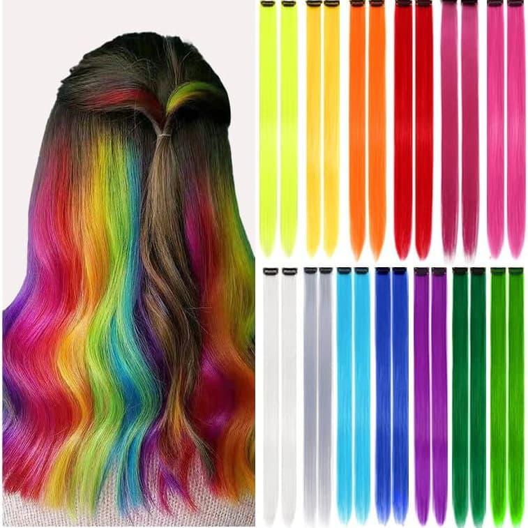 Colored Hair Extensions Clip-in Ear Flap 30+ Colors Matte High Temperature Silk Can Be Curled One Clip Long Straight Hair Extensions Wholesale