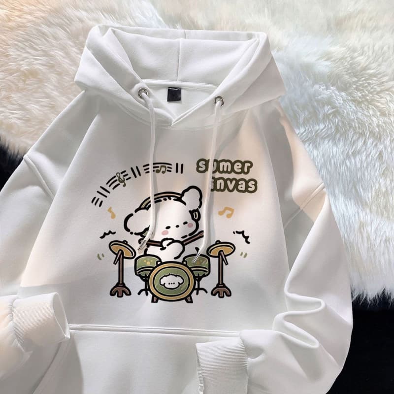 Hoodie Korean style cute puppy print hoodie men's and women's versatile loose fit ins autumn winter outerwear 12