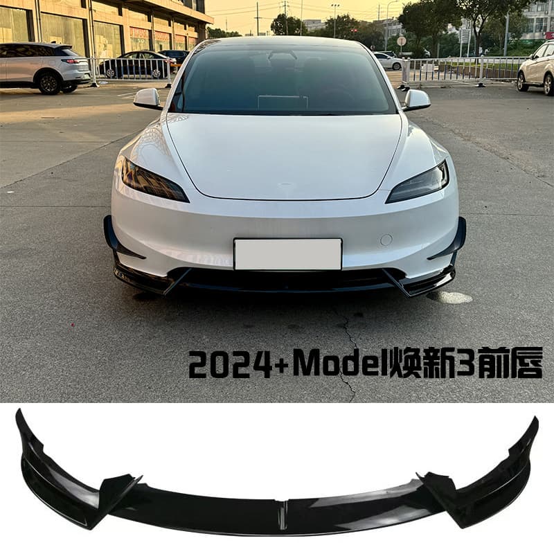 For Tesla Model 3 Highland 2024+ Front Lip Spoiler Small Bumper Lip No-Drill Installation