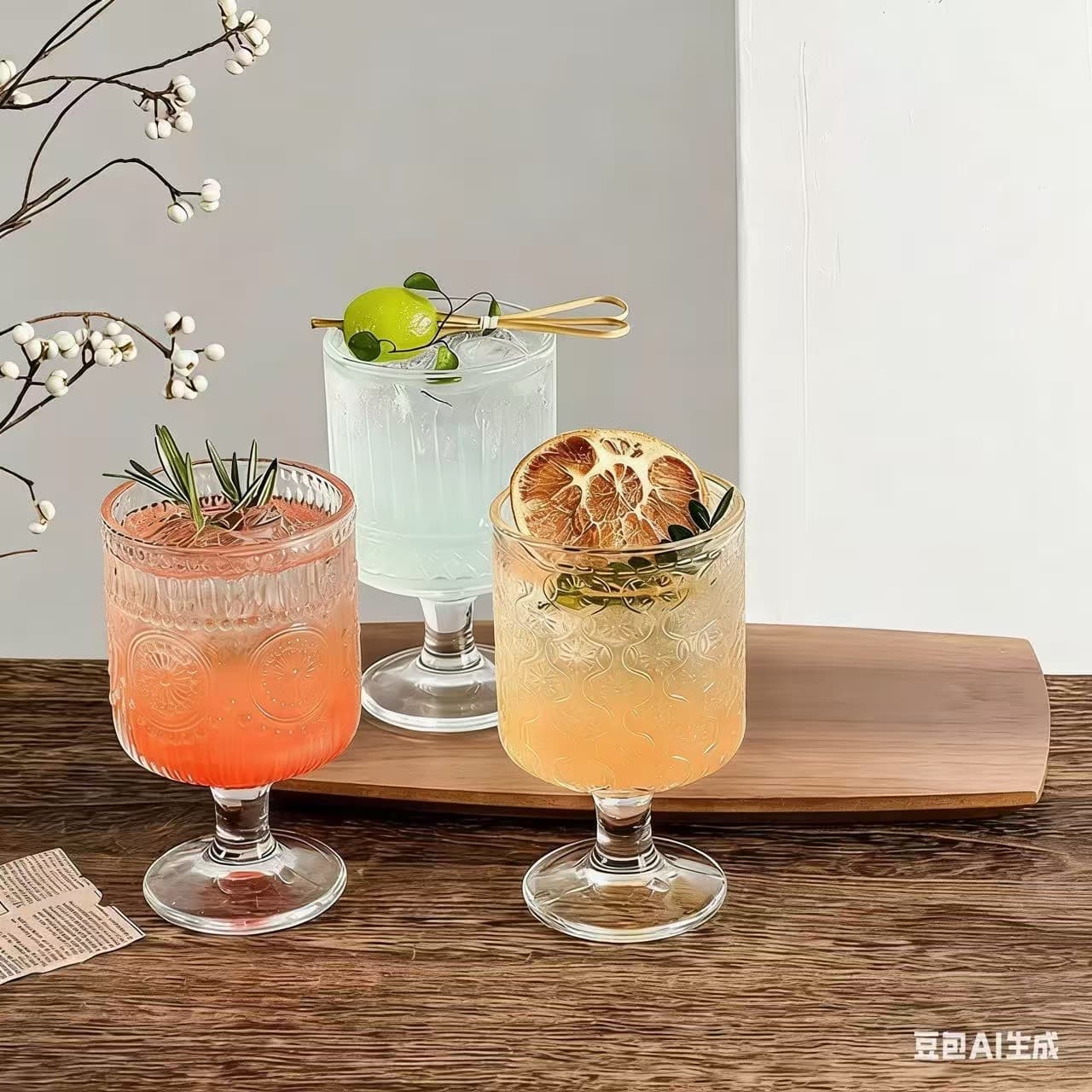 Factory Direct Retro Ins Style Sunflower Embossed Glass Cup High Appearance Wine Glass Creative Design Beverage Juice Cup