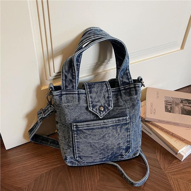 Denim Retro Handbag Women 2026 New Casual Niche Bucket Bag Daily Commuting Mobile Phone Crossbody Bag