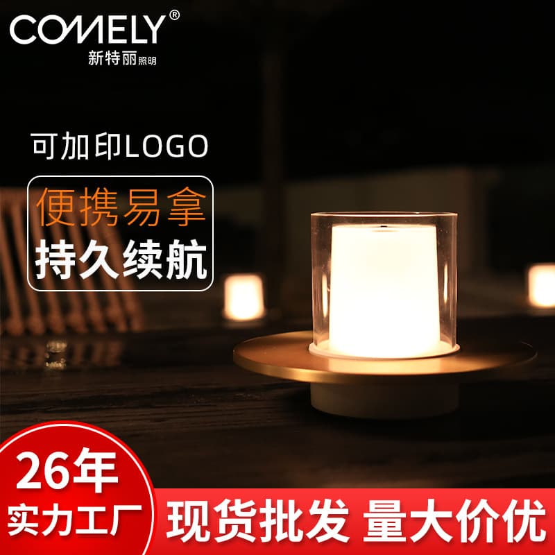Creative LED Night Light Wholesale Retro Bar Candlestick Ambient Bedside Table Lamp Outdoor Nursing Bedside Lamp