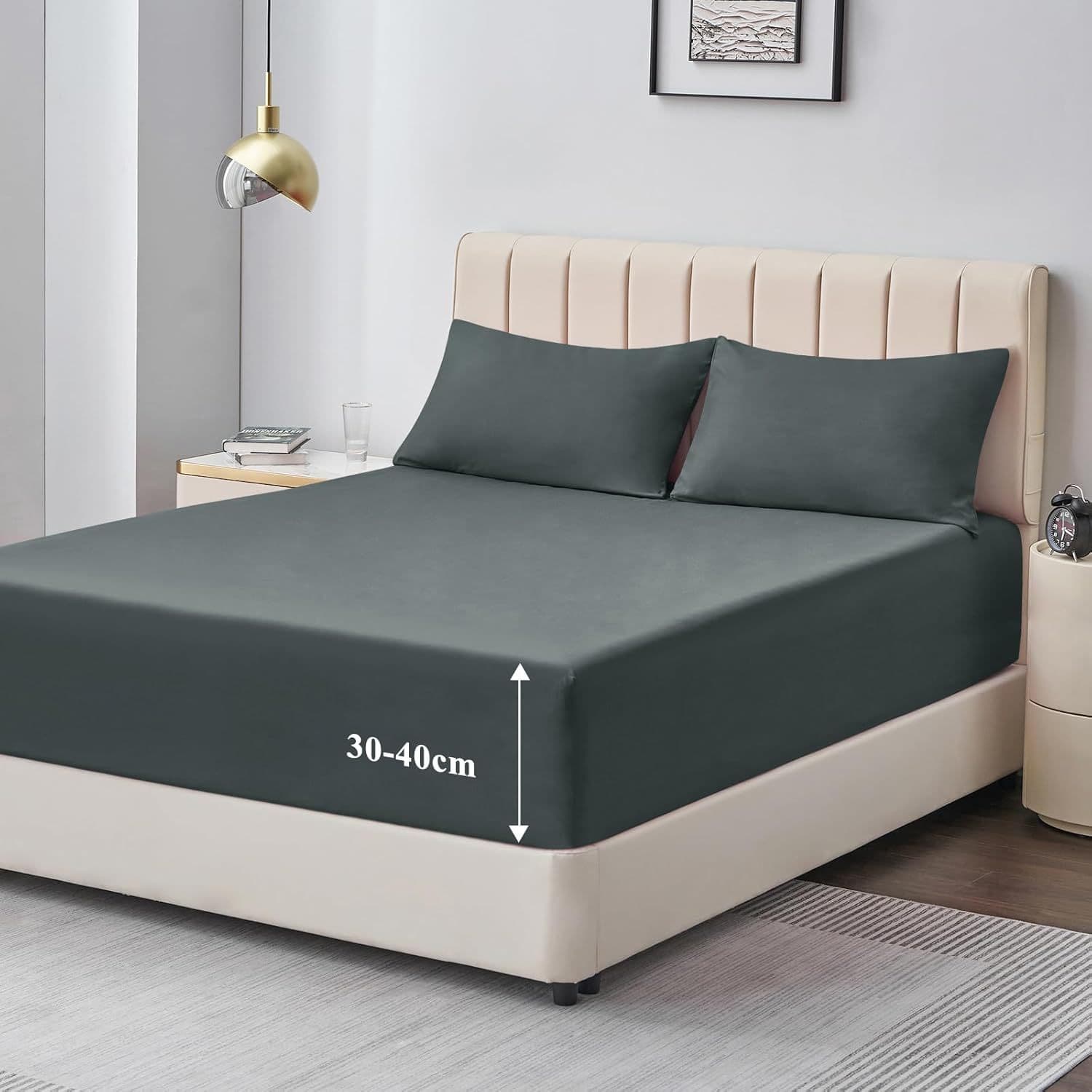 Solid Color Fitted Sheet 4-Piece Set Amazon Export Pillowcase Bedding Cross-Border Bed Mattress Fitted Sheet