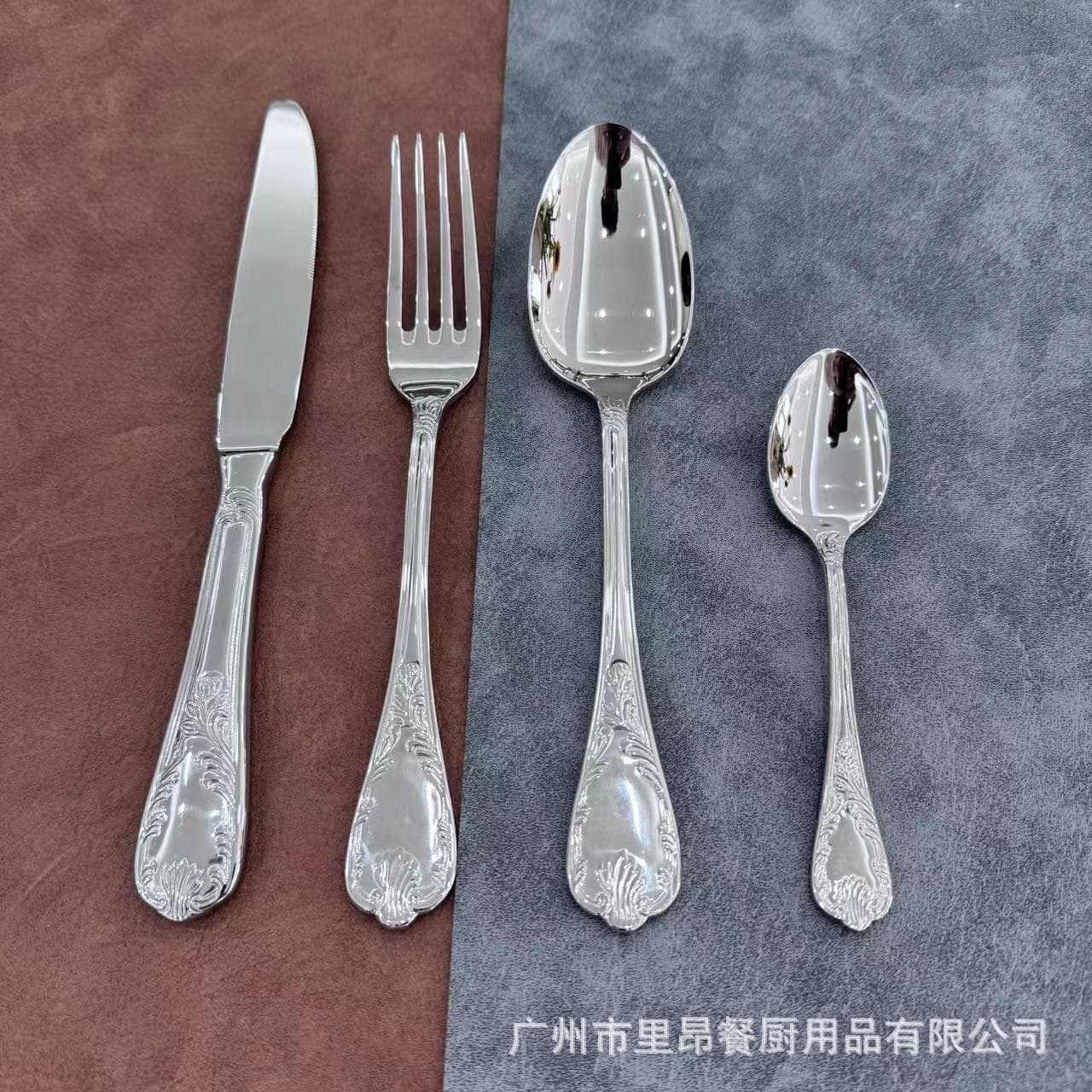 304 Stainless Steel Century Vintage Cutlery Vine Relief English Afternoon Tea Aristocratic Light Luxury Main Dinner Spoon Dessert Fork