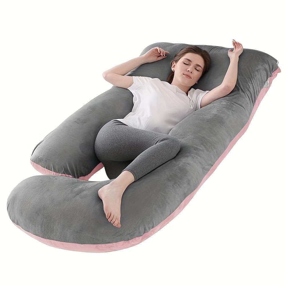 Ergonomic Pregnancy Pillow with Cooling Cover Side J Type