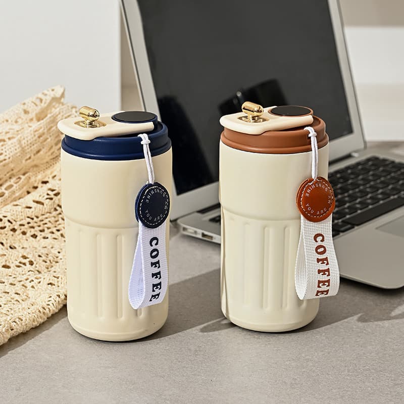 Wholesale Custom Stainless Steel Office Insulated Mug with Rope, Portable Smart Coffee Cup for Women