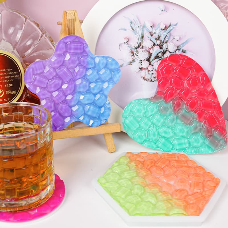 New DIY Epoxy Mold Love Plum Blossom Diamond Pattern Coaster Table Silicone Mold Exclusively Available Cross-Border