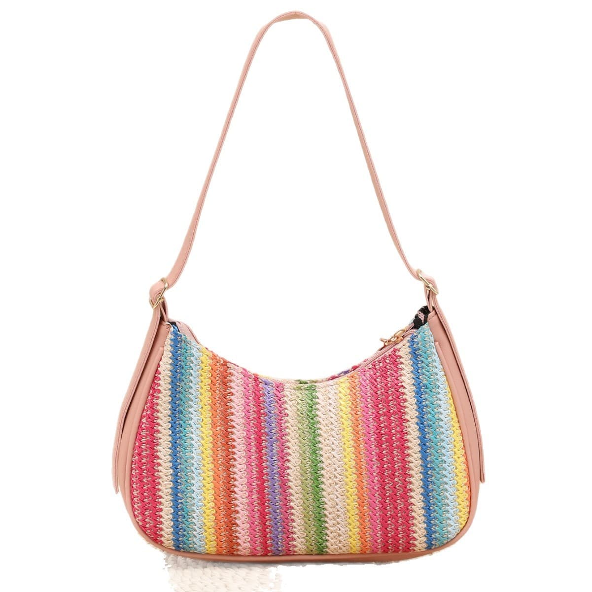 Cross-border Woven Straw Bag for Women 6 New Denim Rainbow Dumpling Bag Shoulder Underarm Crossbody Bag Sample Wholesale