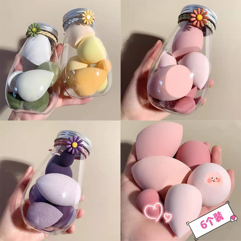 6-Pack Makeup Sponge Set, Ultra-Soft Blender Puff, Fine Texture, Guo Xiaoniu Houndstooth Pattern