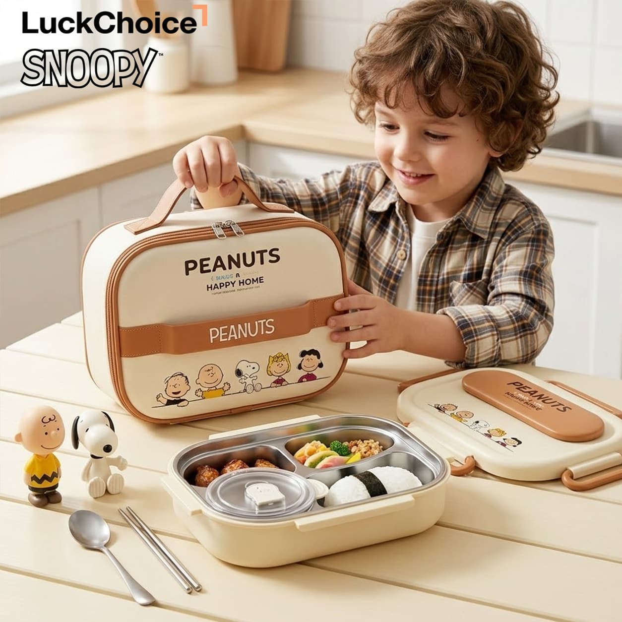 Student Lunch Box, Children's Dinner Plate, Primary School Student Stainless Steel 304 Insulated Lunch Box, Divided Compartment, Cartoon Office Worker