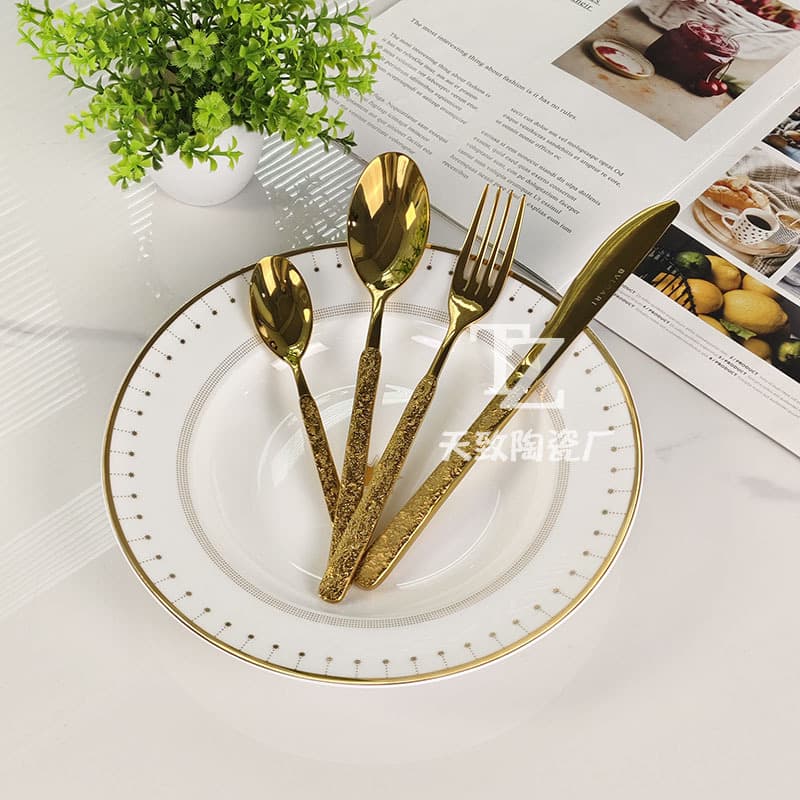 Stone Texture Creative Knife Fork Spoon 24-Piece Set Stainless Steel Cutlery Salad Steak Knife Fork Spoon Kitchen Supplies Hotel Restaurant