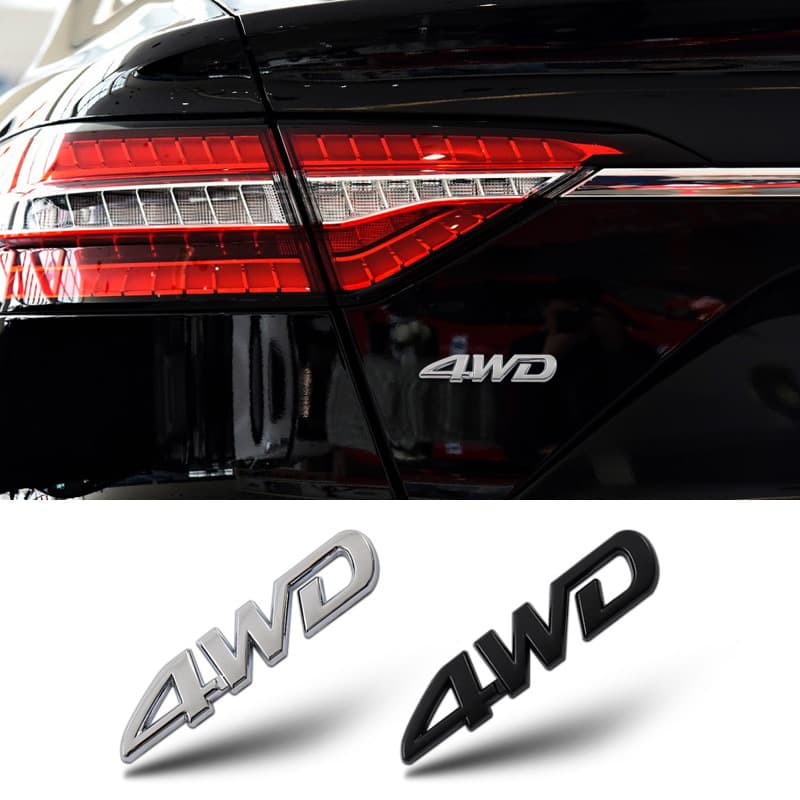 Car 4WD Badge Metal Emblem 3D Tail Decal Sticker for Body Modification