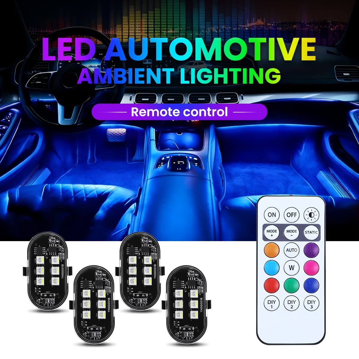 Car Interior LED Atmosphere Light USB Charging Decoration Light Car Footwell Light Mood Light Motorcycle Aircraft Light Warning Light