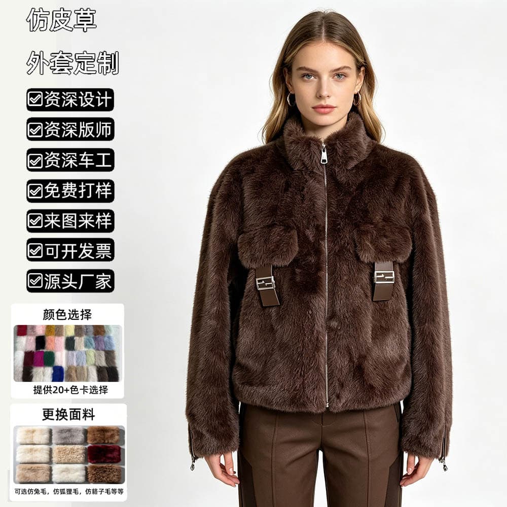 Women's Faux Mink Fur Coat, Eco-Friendly Fur Jacket