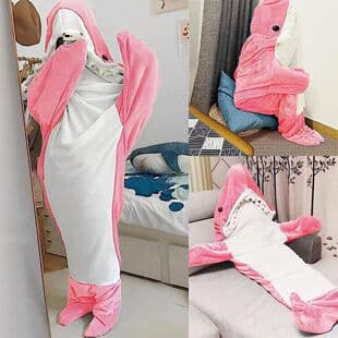 Shark Blanket Shark Pajamas Air Conditioning Blanket Ultra Soft Flannel Hoodie Sleeping Bag Loose Onesie for Adults