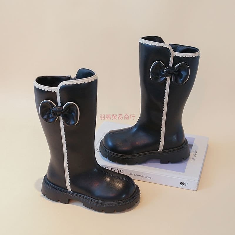 Girls' Boots Fleece-Lined 2025 Winter New Children's Martin Boots Princess Style Long Boots Little Girls' High Boots Autumn/Winter
