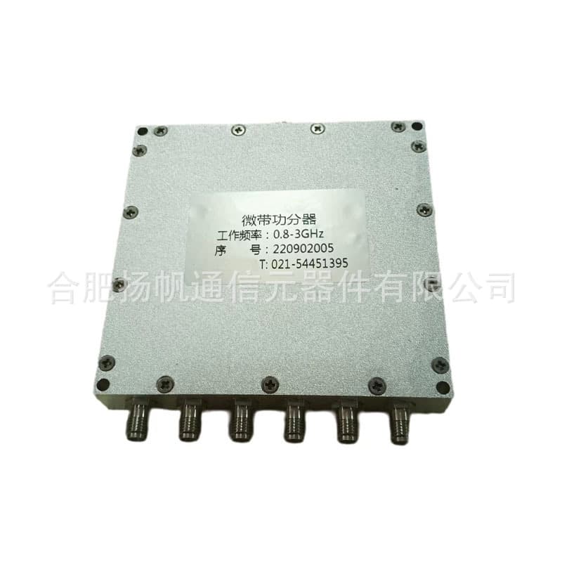 800-3000MHz 20W 9dB Insertion Loss Low VSWR 6-way Power Divider SMA Female Interface